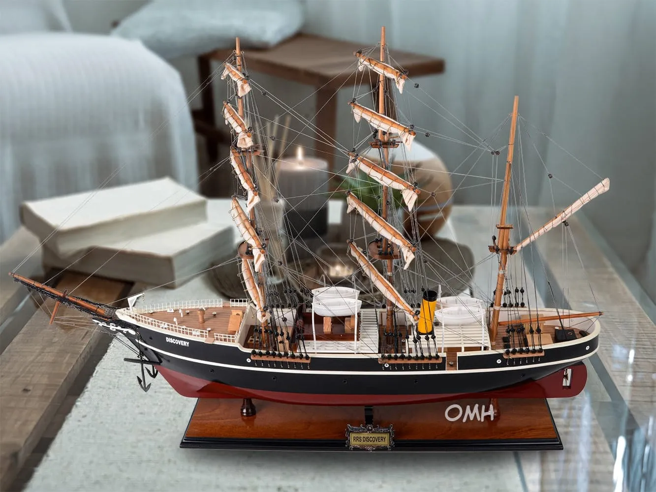 RRS Discovery Wood Model Sailboat  Steamship Assembled