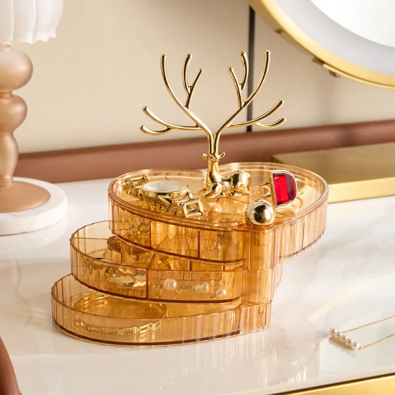 Self-designed light luxury Jewelry Storage Box Cross-Border Desktop Multi-Layer Rotating Necklace Jewelry Box