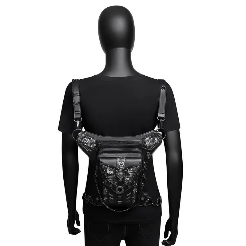 Skull Studs Decoration Steampunk Chain Waist Leg Bag