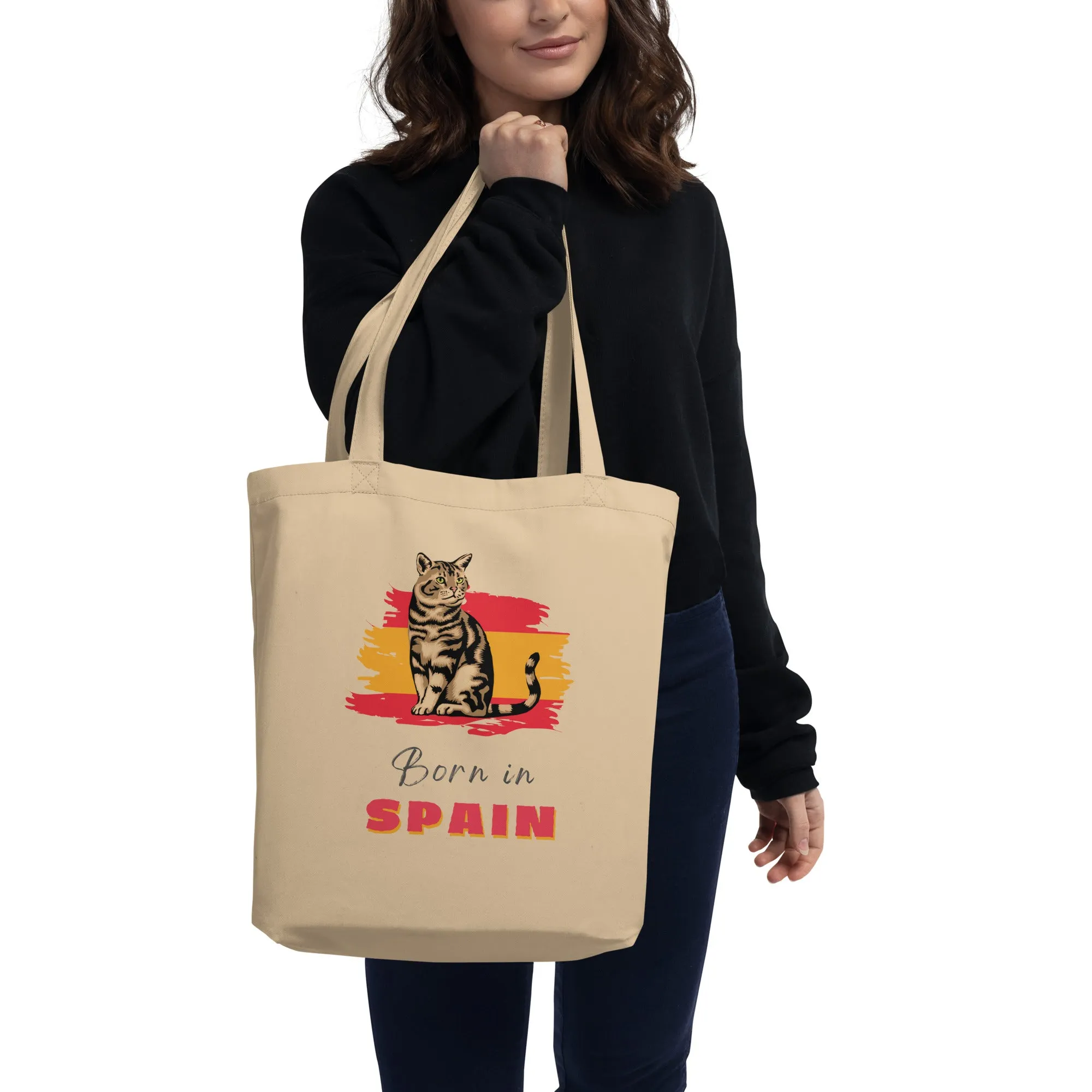 Spanish flag and cat, Eco Tote Bag