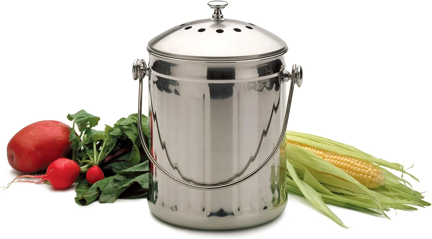 Stainless Steel Compost Pail – Dishwasher Safe – 1 Gallon Capacity