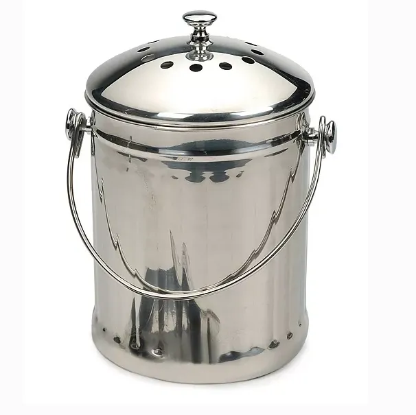 Stainless Steel Compost Pail – Dishwasher Safe – 1 Gallon Capacity