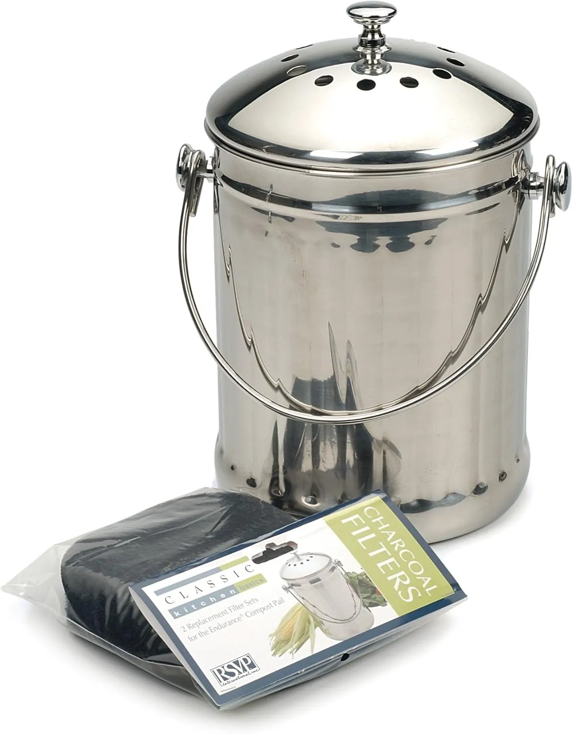 Stainless Steel Compost Pail – Dishwasher Safe – 1 Gallon Capacity