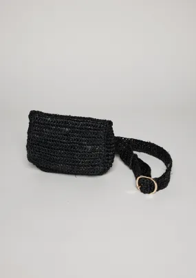 Straw Belt Bag- Black