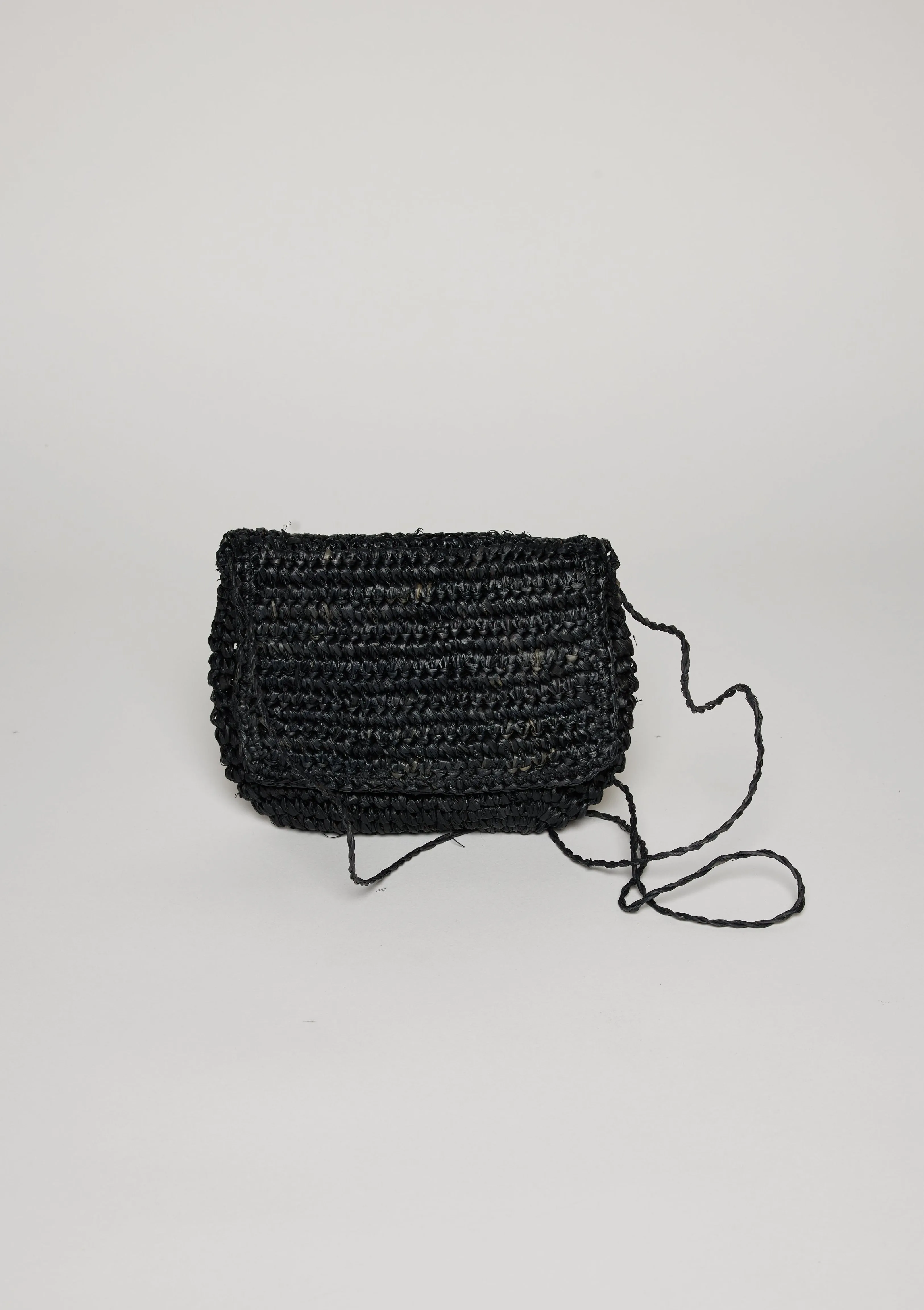 Straw Belt Bag- Black