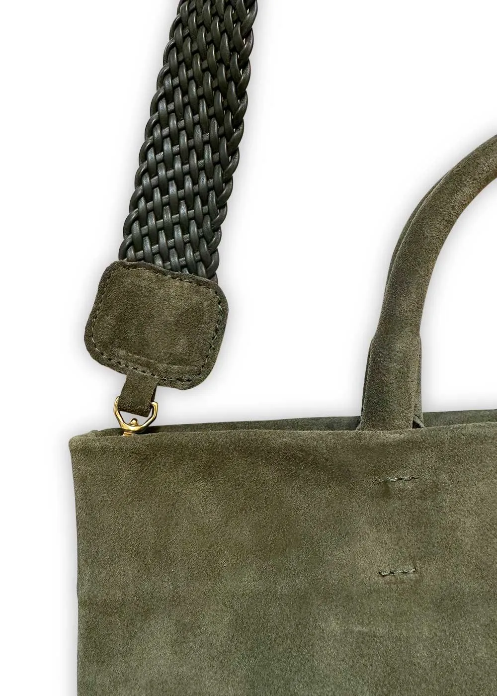 Suede Tote, Kombu Green