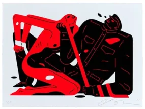 Talk Talk Talk- White Serigraph Print by Cleon Peterson