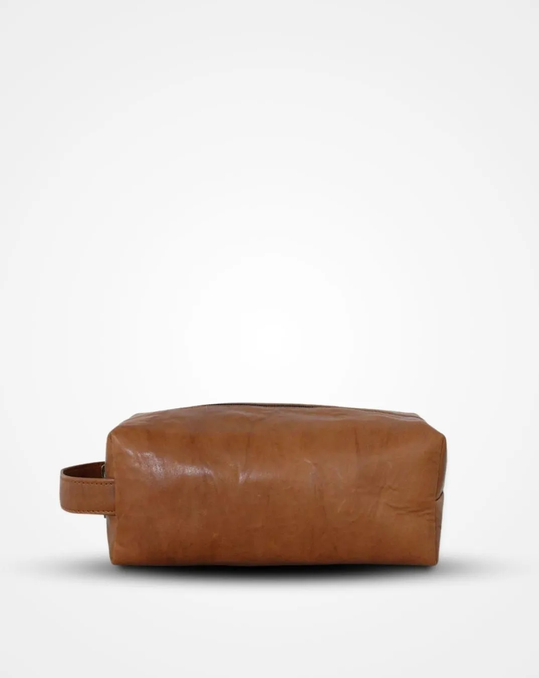 The Crushed Tan Leather Travel Toiletry Bag II DOPP Kit