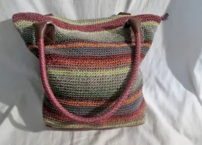 THE SAK Knit Vegan Hobo Tote Satchel Purse Beach Book Bag SUMMER STRIPE