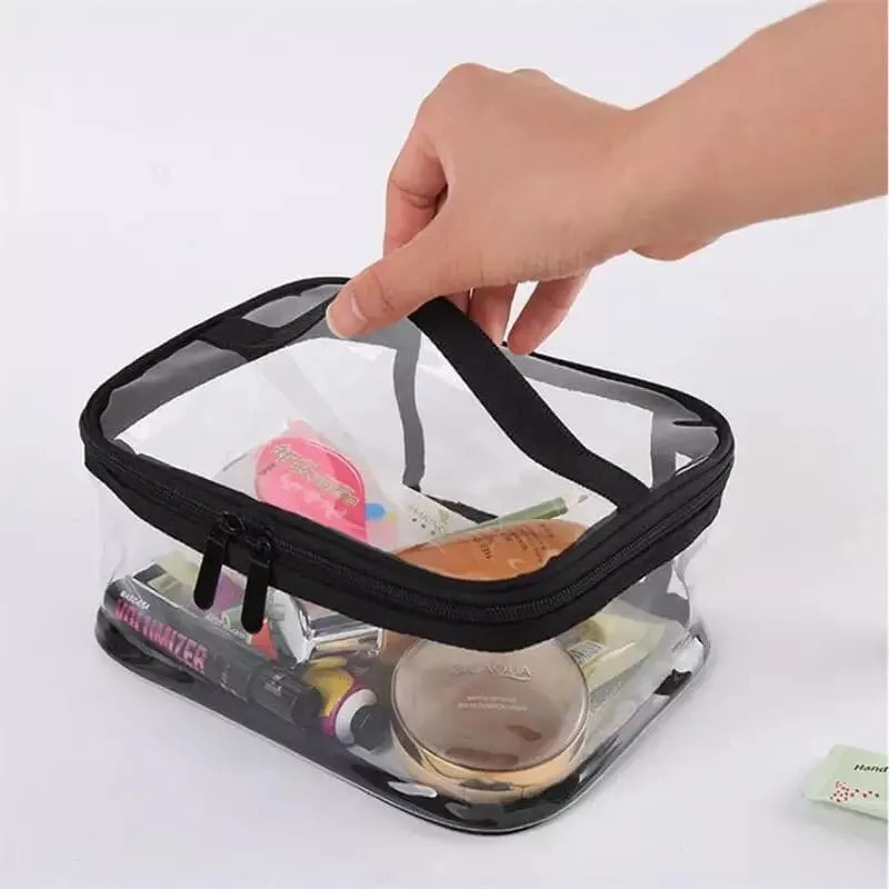 Transparent Clear Cosmetic Bag, Portable Toiletry Bag, Zipper Organizer, Transparent Travel Makeup Pouch