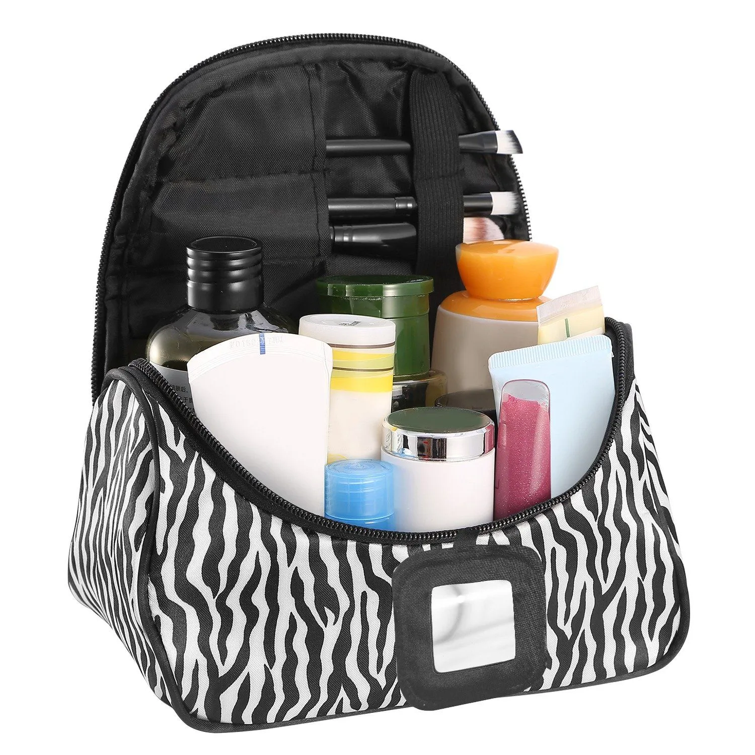 Travel Makeup Bag Portable Cosmetic Organizer with Cosmetic Mirror