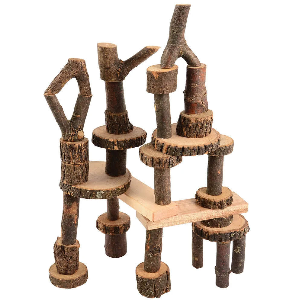 Tree Blocks with Bark | 36-Piece Eco-Friendly Set