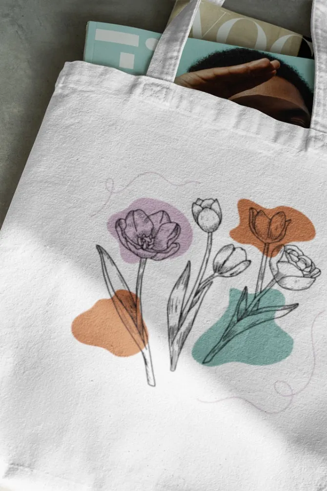 Tulip Spring Flowers Zipper Tote Bag