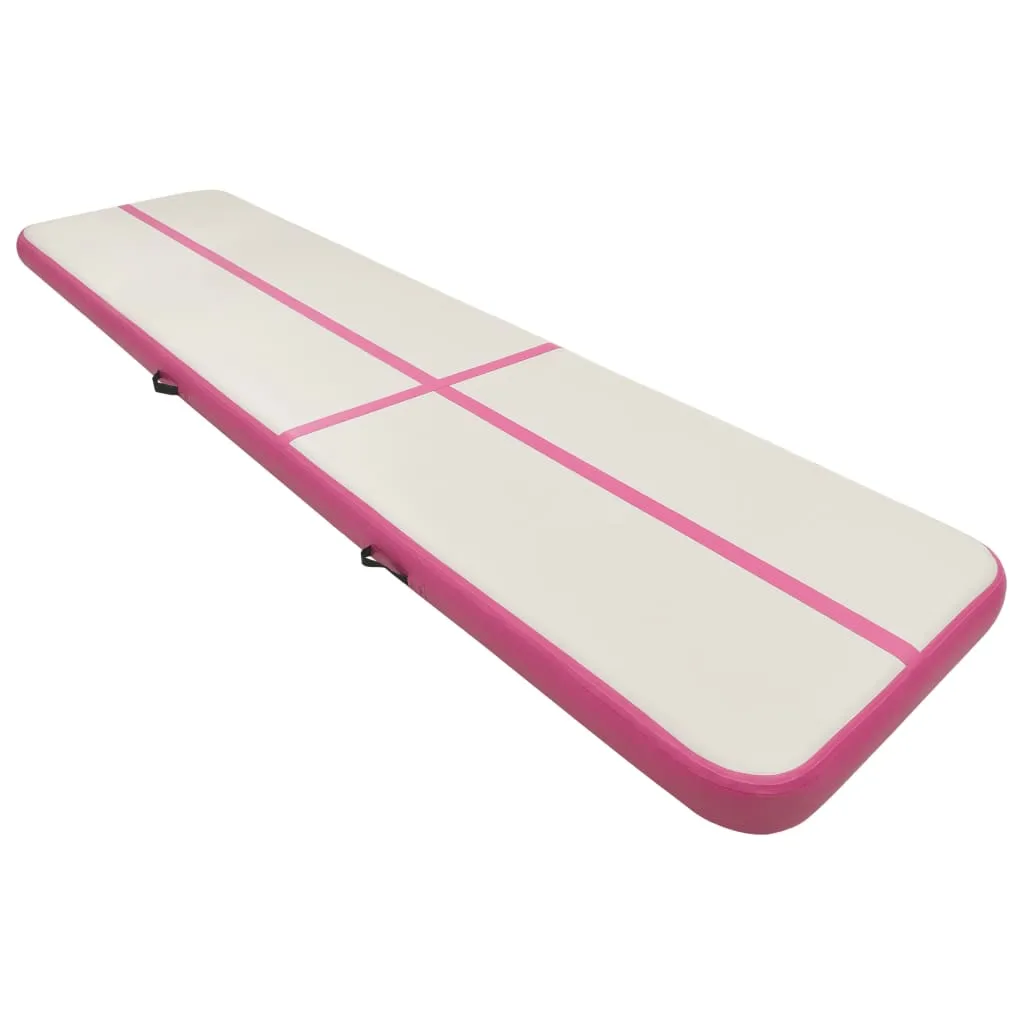 vidaXL Inflatable Gymnastics Mat with Pump 700x100x20 cm PVC Pink