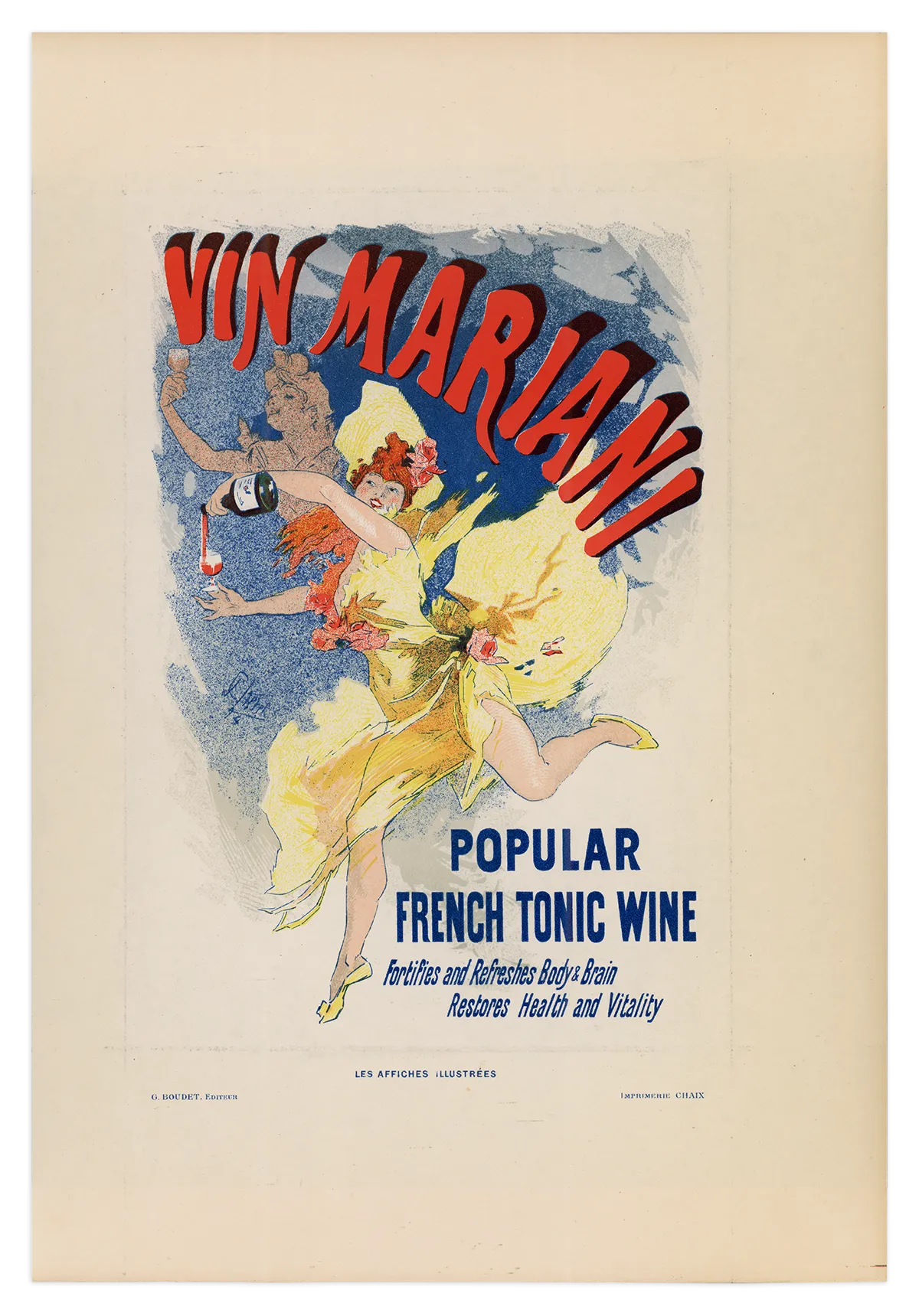 Vin Mariani, Popular French Tonic Wine by Jules Chéret, Japon lithograph, 1896