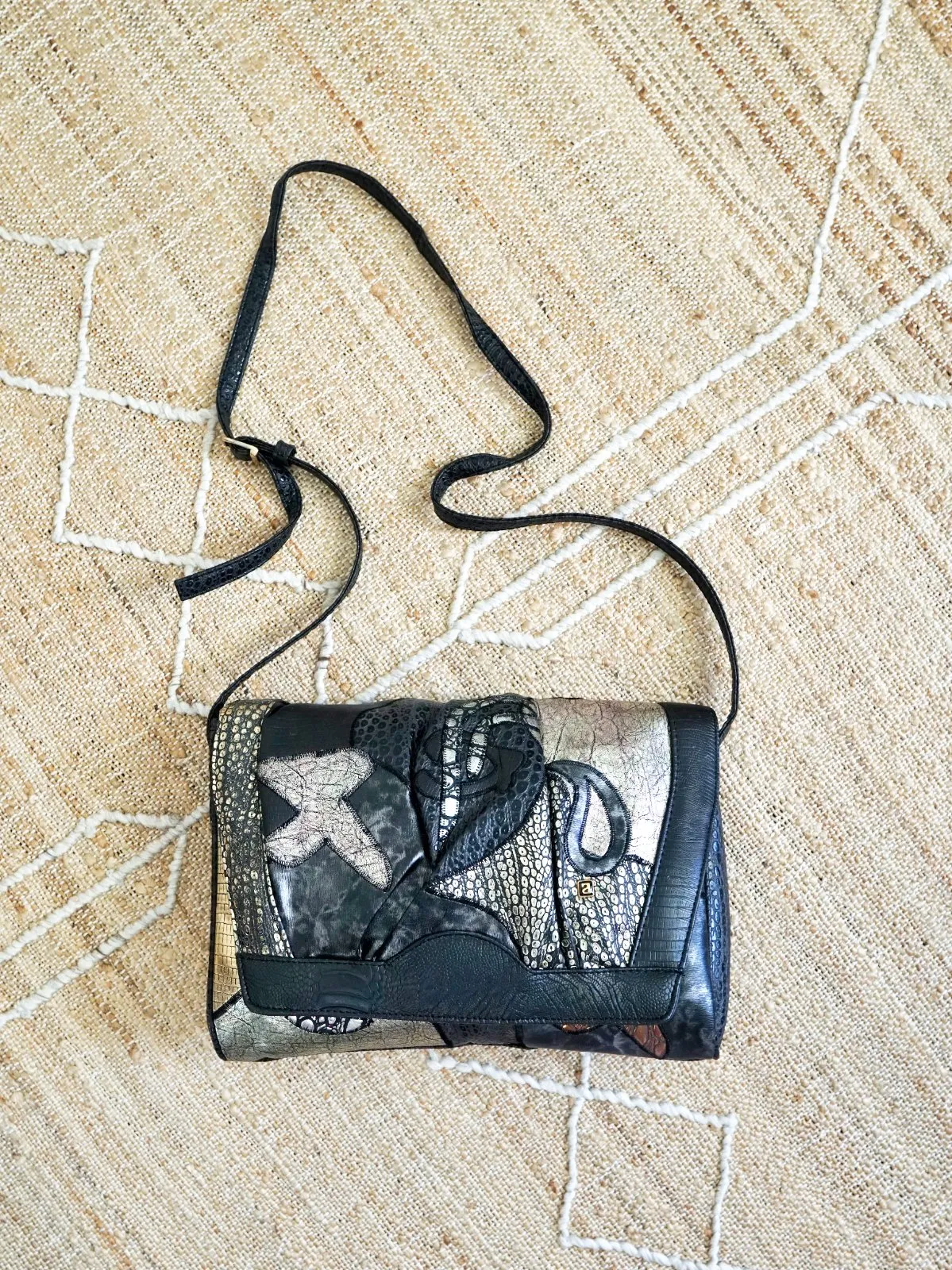 Vintage 80's Wild Snakeskin Patchwork Bag