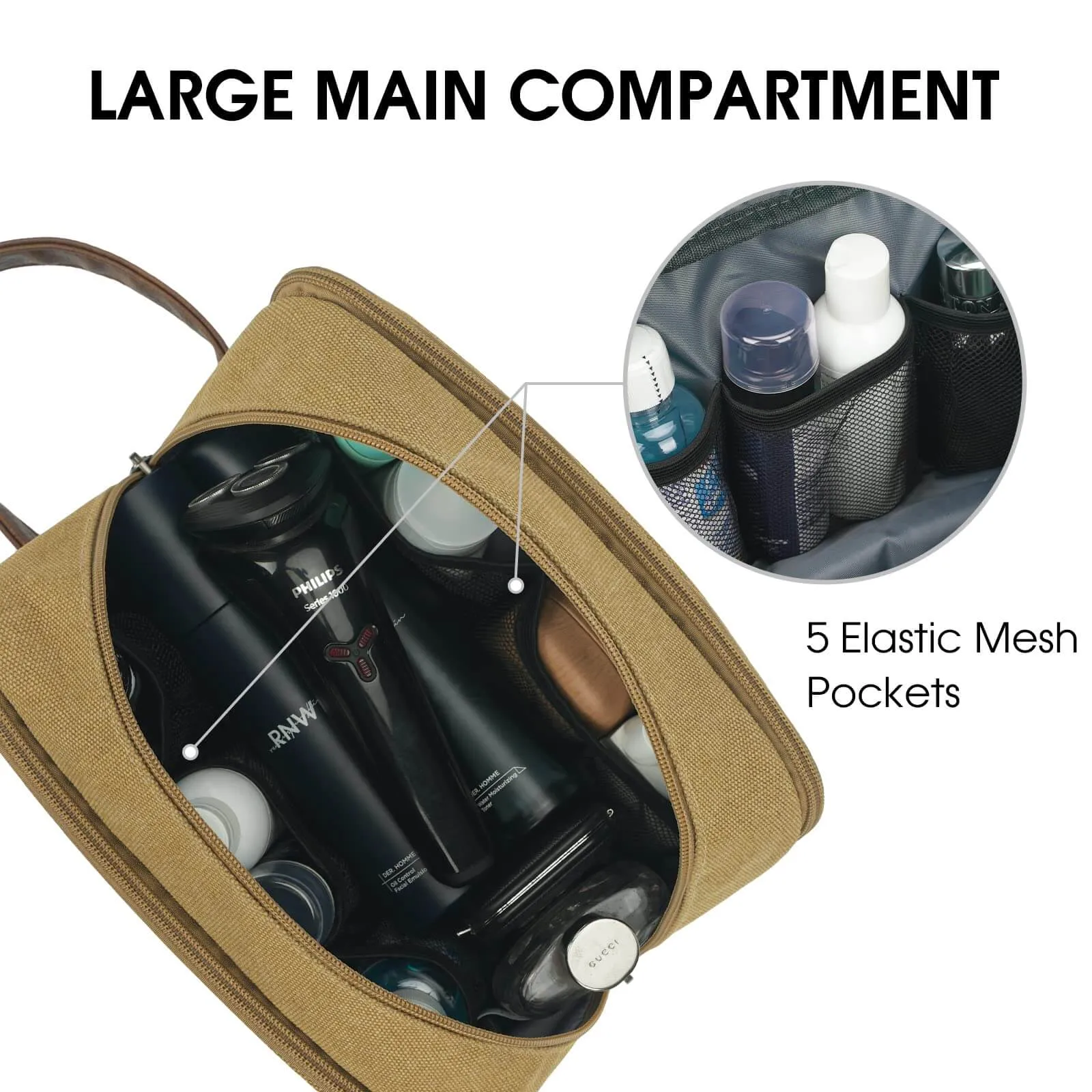 WANDF Canvas Travel Toiletry Bag Mens