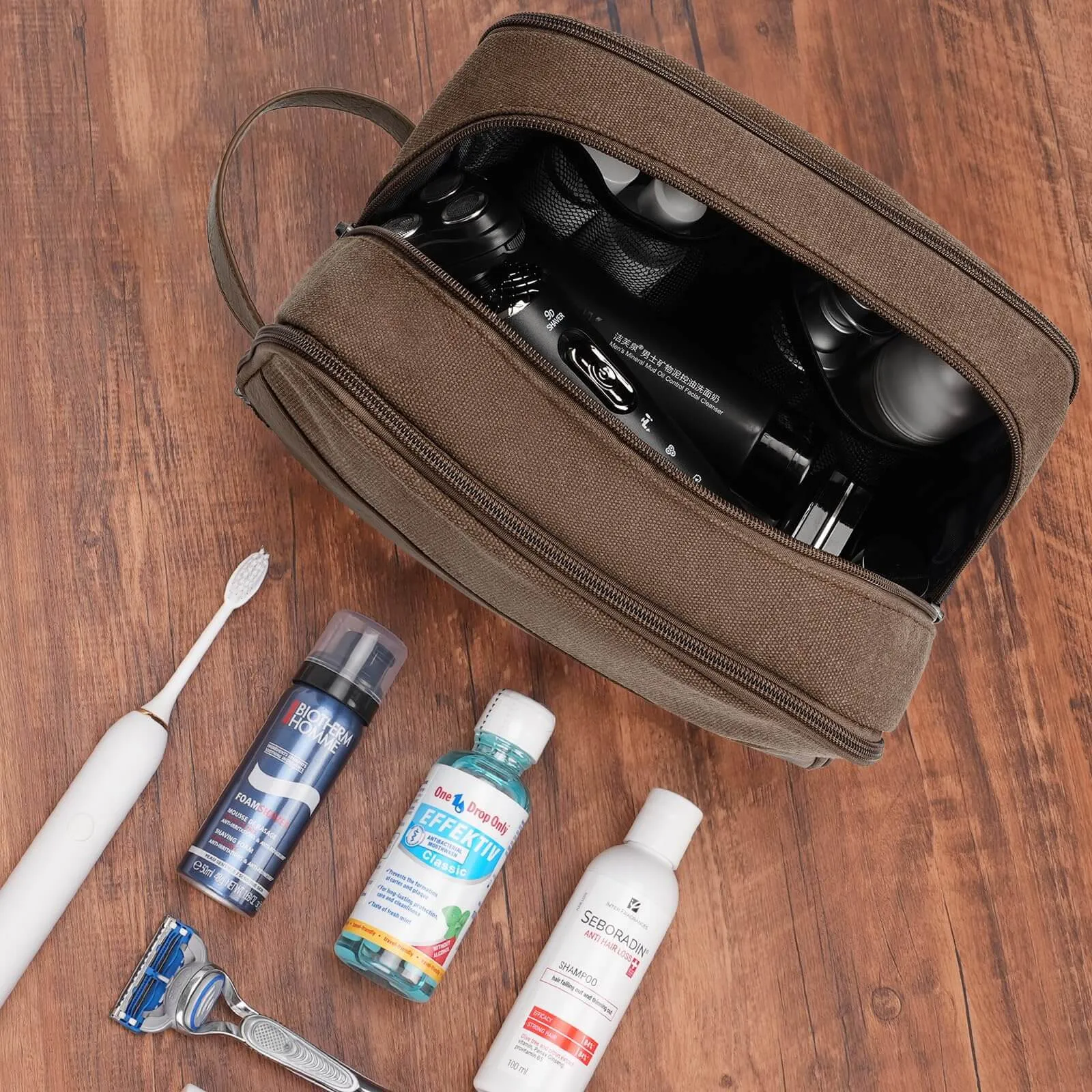 WANDF Canvas Travel Toiletry Bag Mens