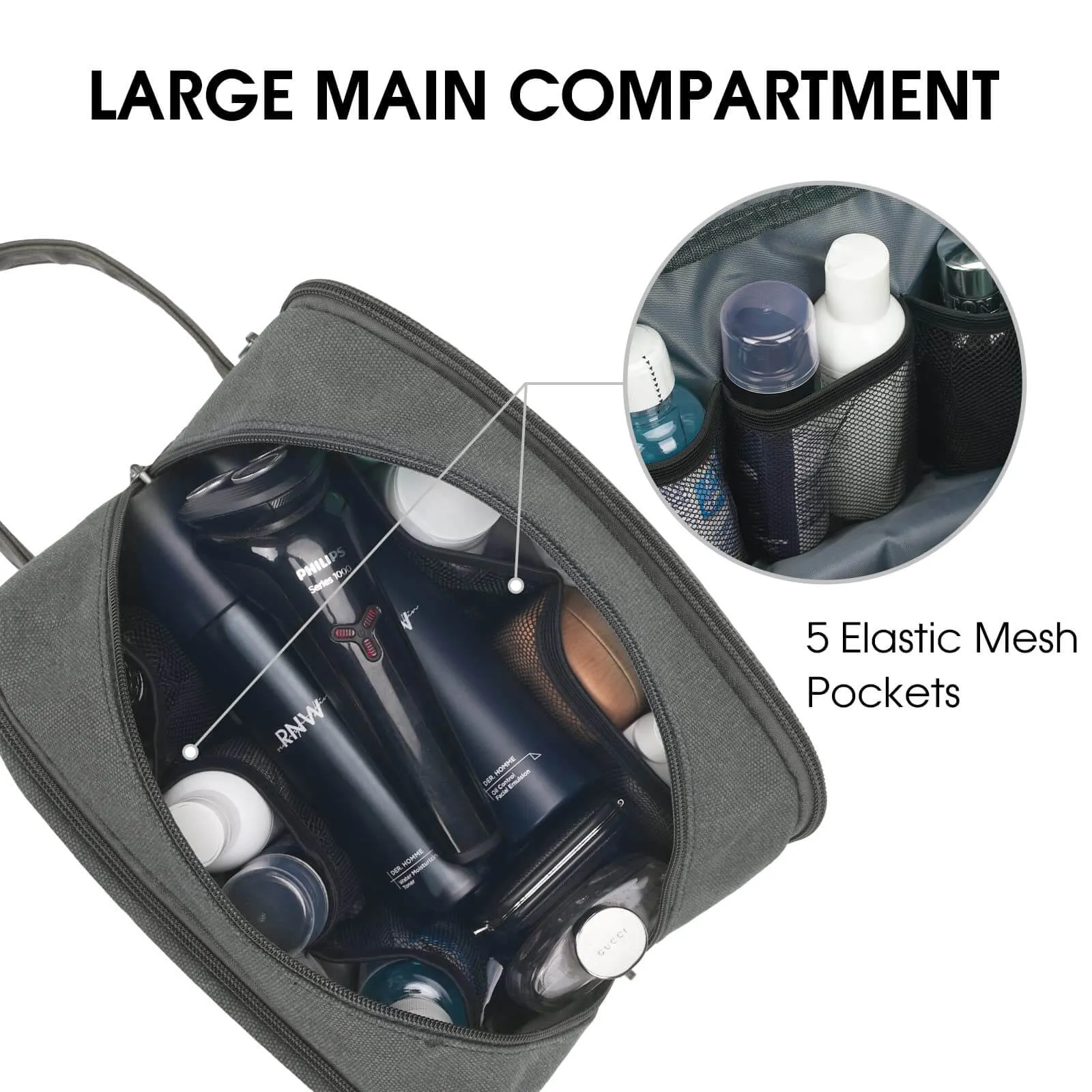 WANDF Canvas Travel Toiletry Bag Mens