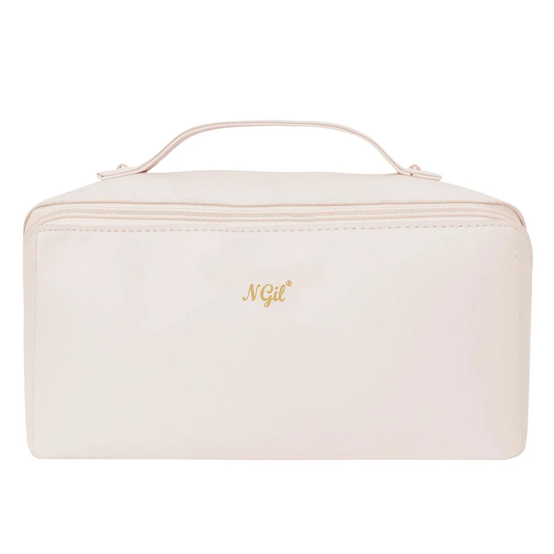 White NGIL Medium Faux Leather Expandable Travel Toiletry