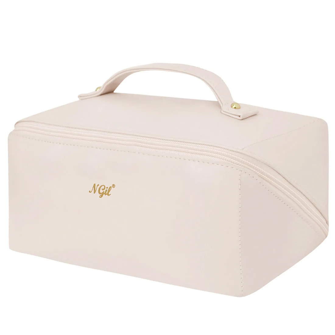 White NGIL Medium Faux Leather Expandable Travel Toiletry