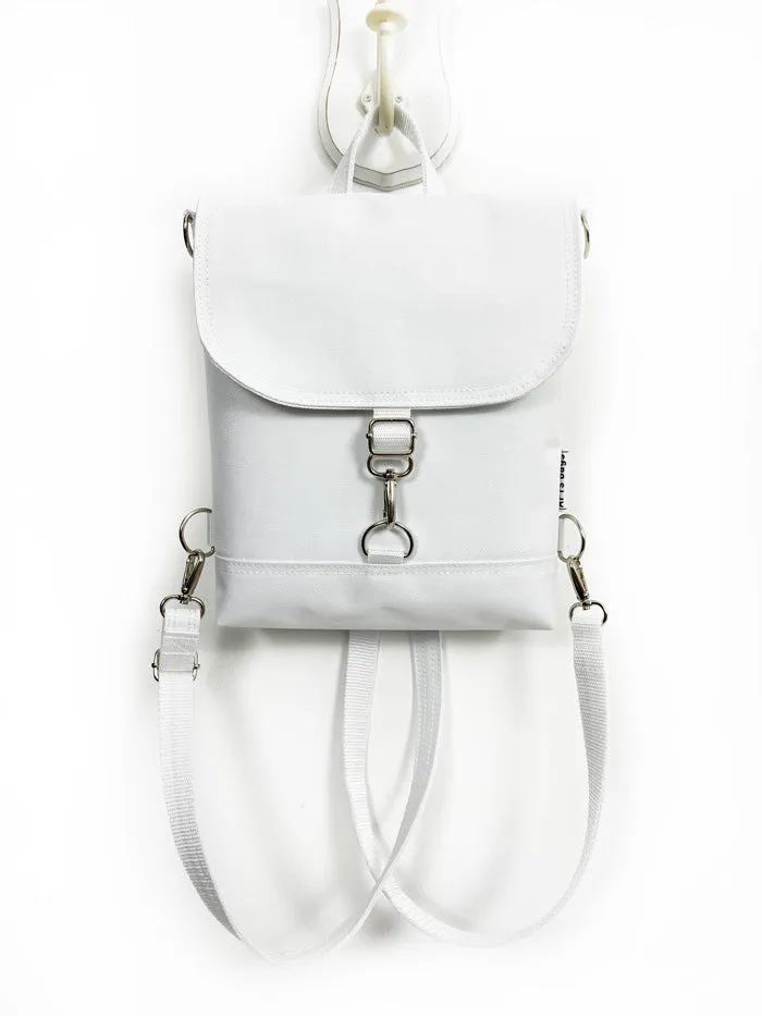 White Waterproof Rucksack, Minimalist Slim Backpack