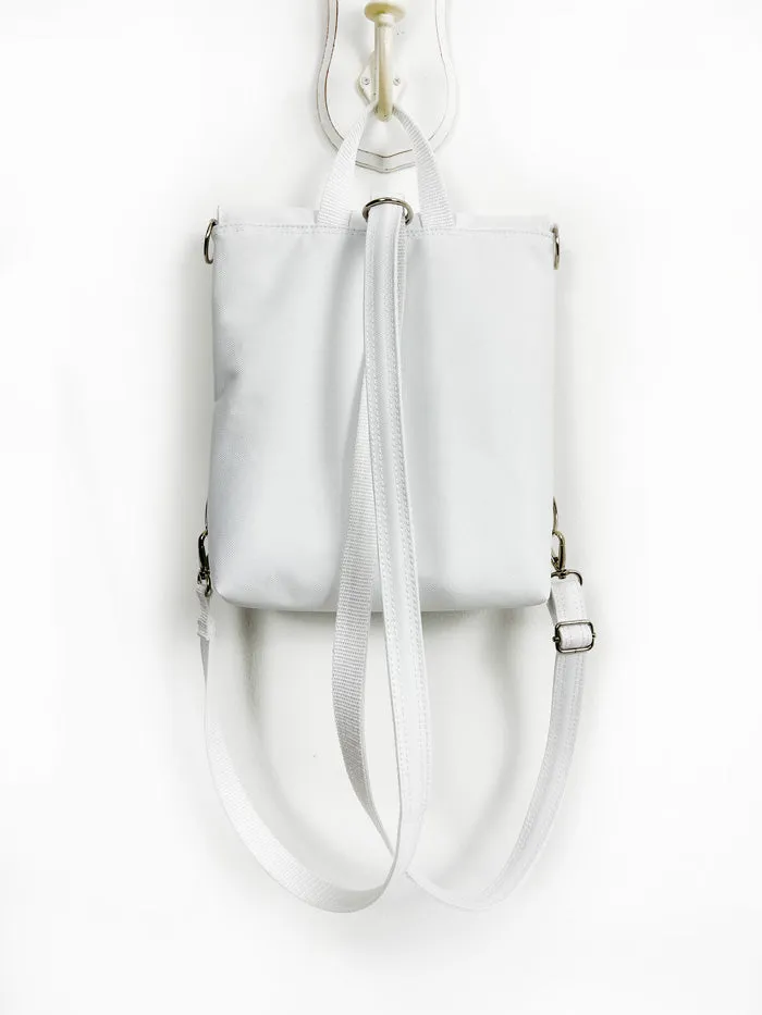 White Waterproof Rucksack, Minimalist Slim Backpack