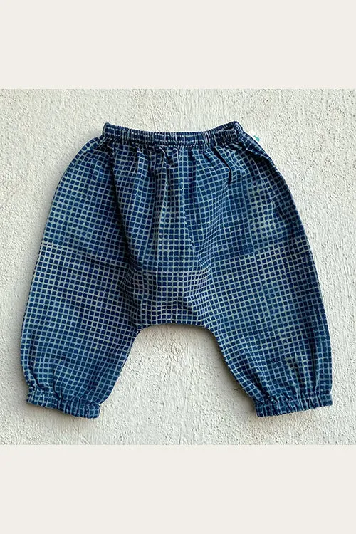 Whitewater Kids Unisex Organic Indigo Raidana Angrakha Top With Check Pants