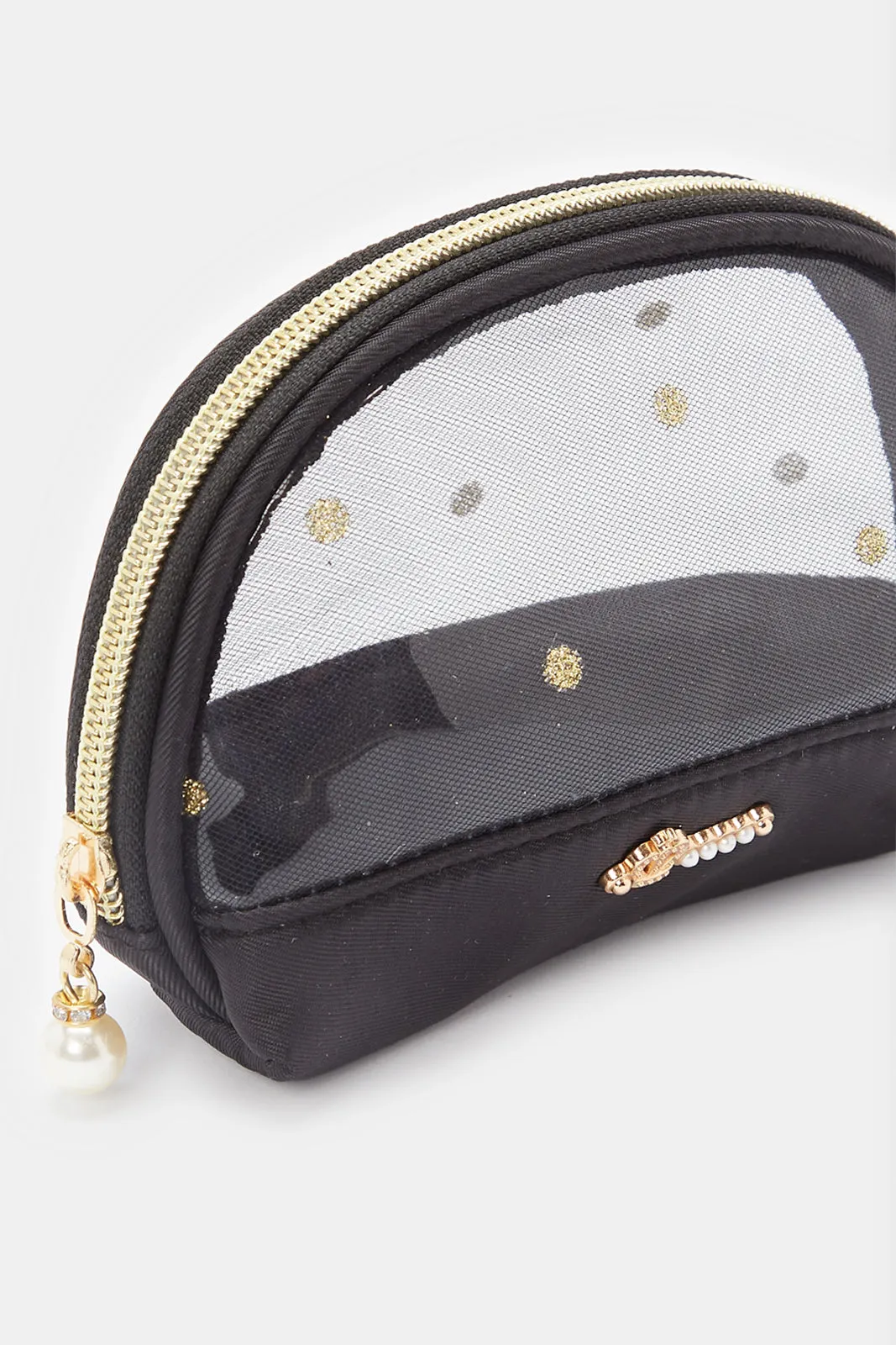 Women Black Cosmetic Pouch Bag