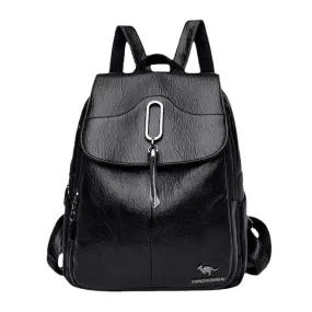 Women Multi-pocketsAnti-Theft Backpack Leage Capacity Soft Leather Shoulder Bag