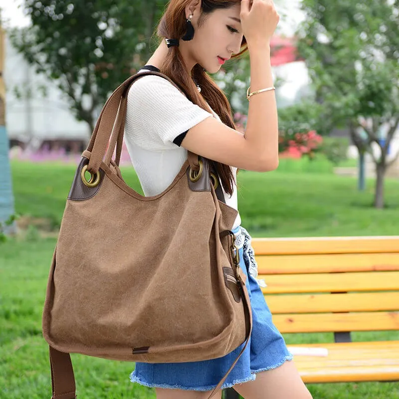 women's canvas large capacity practical korea fashion simplism crossbody bag