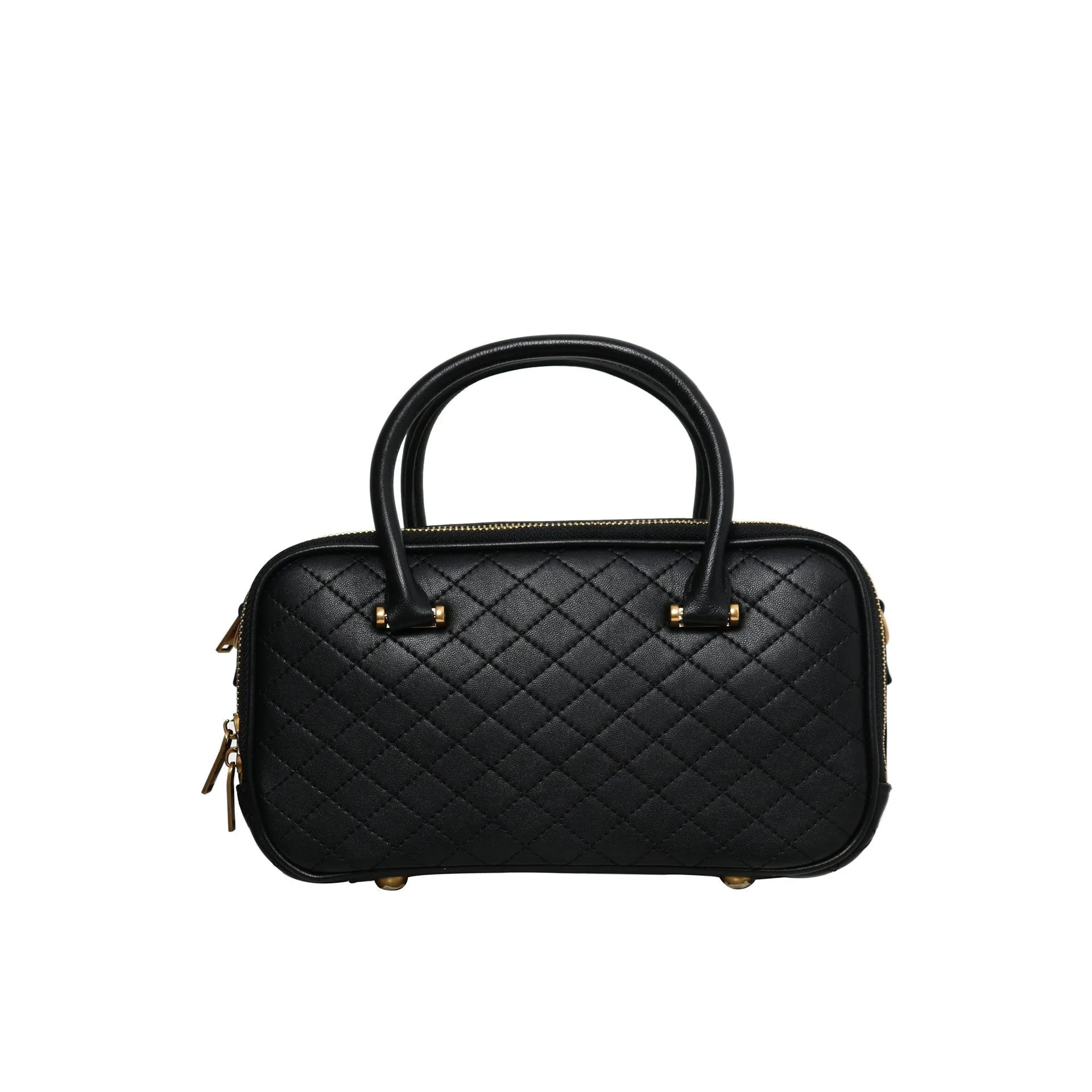 Womens Quilted Leather Boston Bowler Work Bag