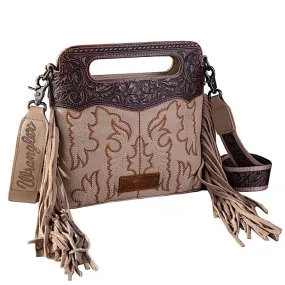 Wrangler Bag Embroidered Fringe Crossbody Natural