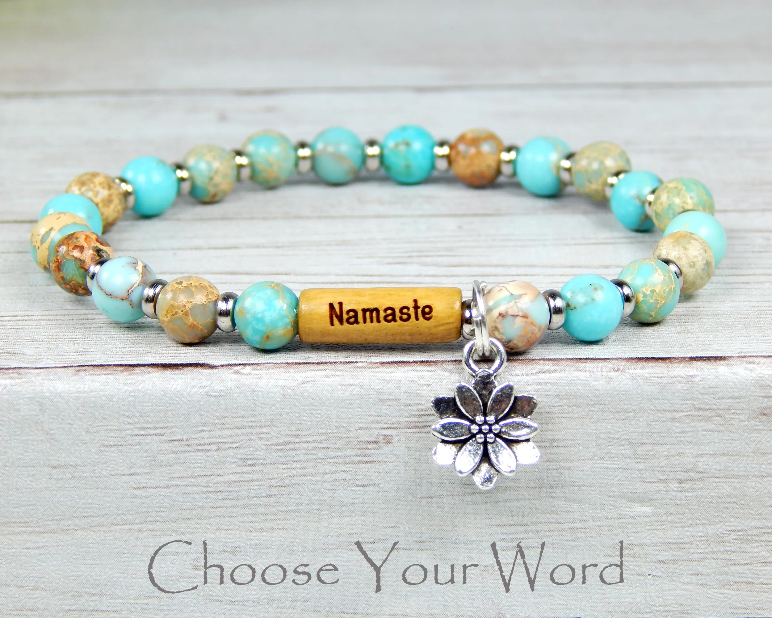 Yogi Bracelet - Lotus Flower Jewelry - Gift for Yoga Lover - Reminder Bracelet for Women