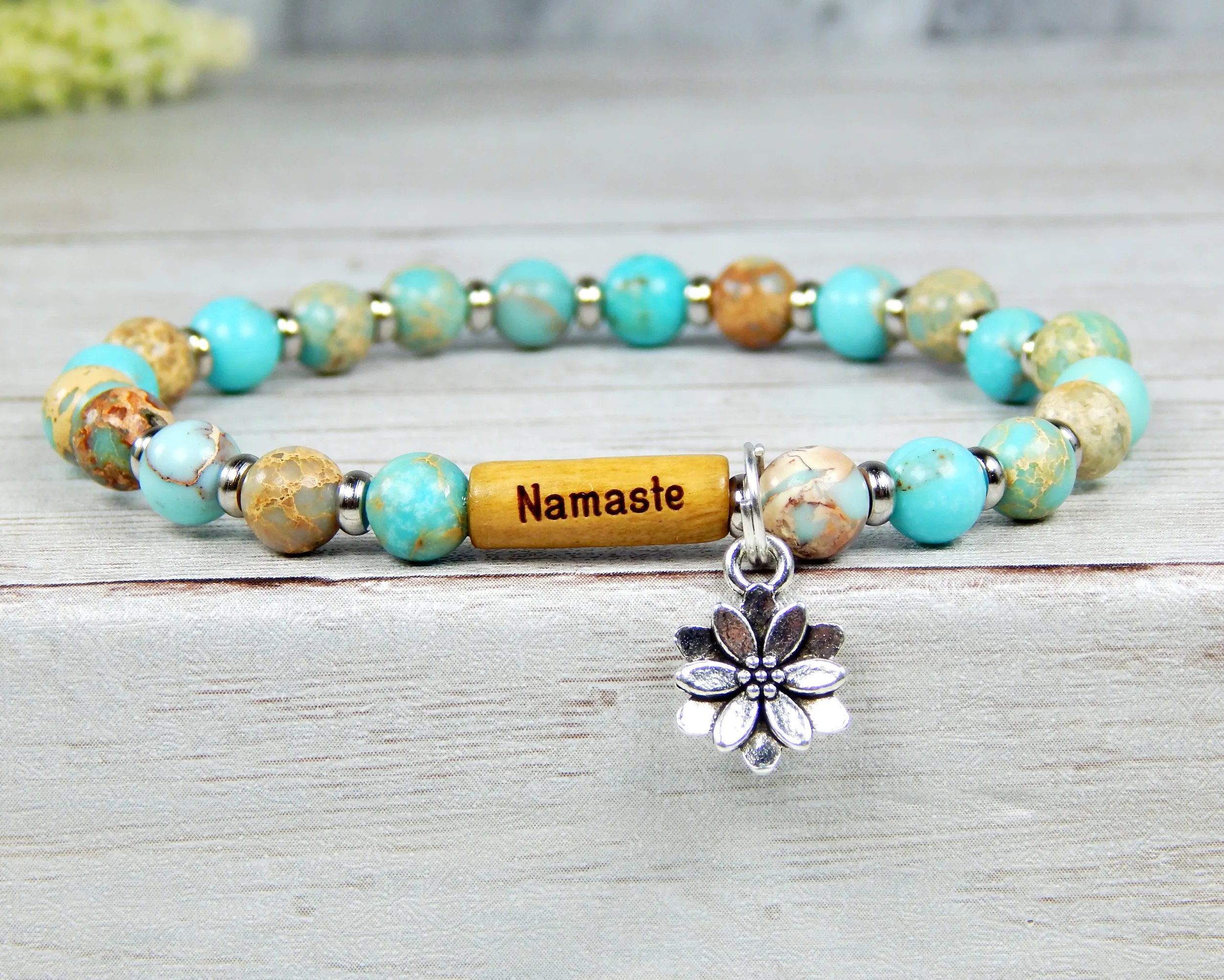 Yogi Bracelet - Lotus Flower Jewelry - Gift for Yoga Lover - Reminder Bracelet for Women