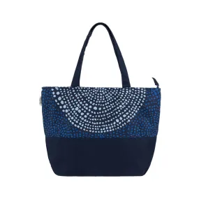 Zipper Bag - Navy with Doted Print Zipper Bag