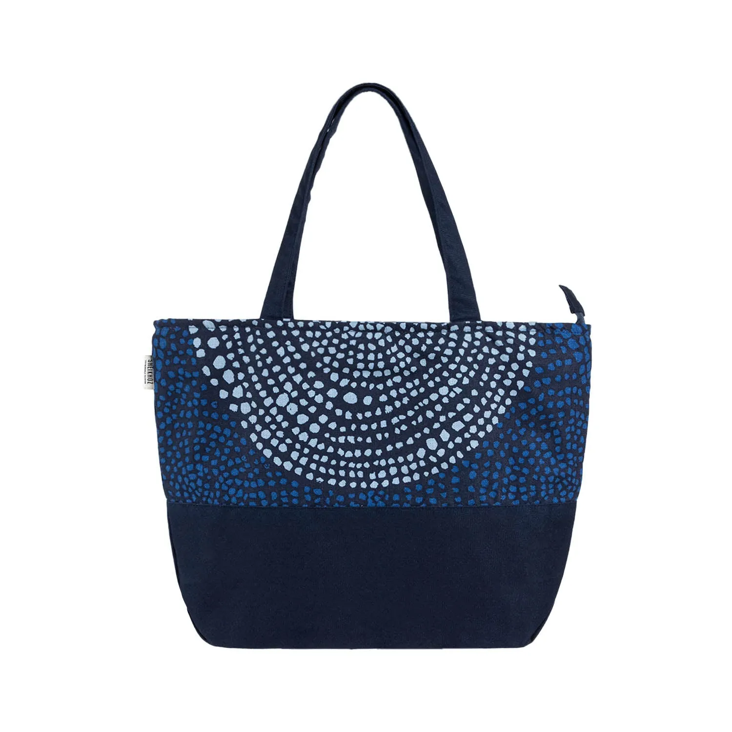 Zipper Bag - Navy with Doted Print Zipper Bag